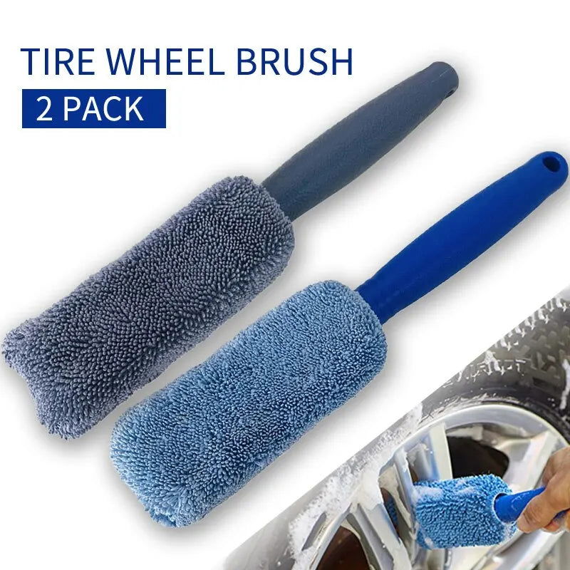 2Piece Car Wash Brush Microfiber Tire Scrubber Wheel Brush Trunk Dust Remover Detailing Clean Tool Car Cleaning Tools - Slobuy