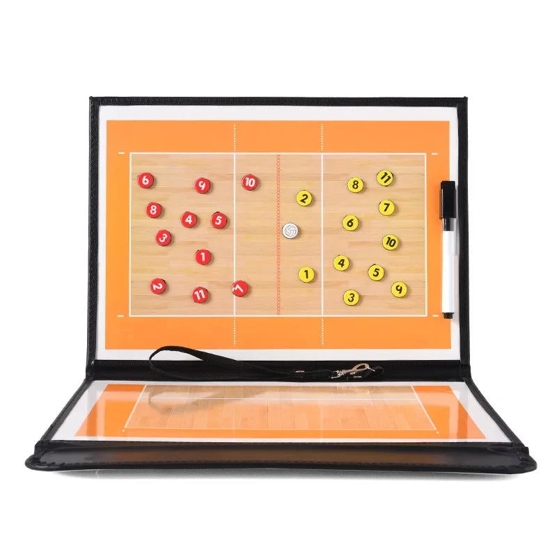 2 In 1 Foldable Volleyball Board Coaching Clipboard With Marker Pen Magnetic Tactical Notebook Game Training Teach Equipment - Slobuy