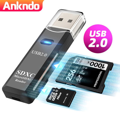 2 In 1 TF SD Card Reader USB 2.0 Cardreader Micro Sd Card To Usb Adaper Smart Card Reader Flash Drive Laptop Accessories - Slobuy