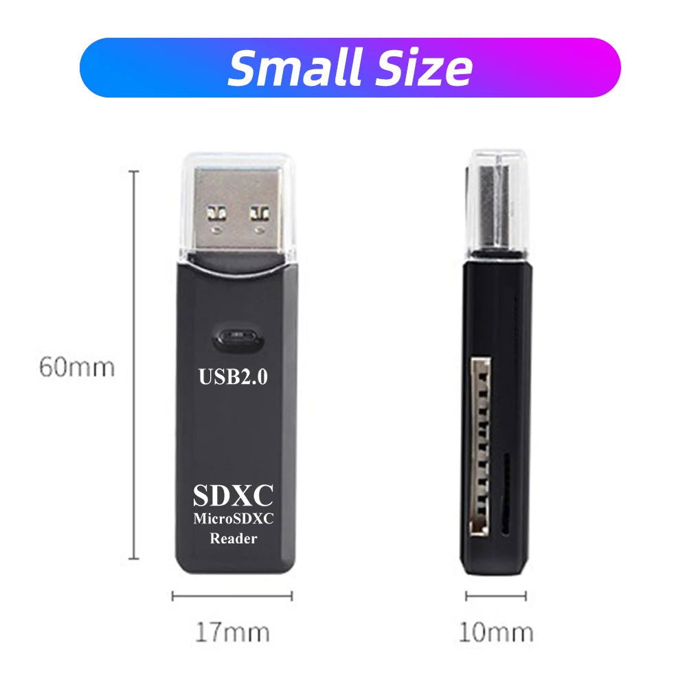 2 In 1 TF SD Card Reader USB 2.0 Cardreader Micro Sd Card To Usb Adaper Smart Card Reader Flash Drive Laptop Accessories - Slobuy