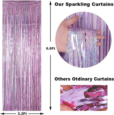 2 Meters Party Backdrop Curtains Glitter Gold Tinsel Fringe Foil Curtain Birthday Wedding Decoration Adult Anniversary Decor - Slobuy