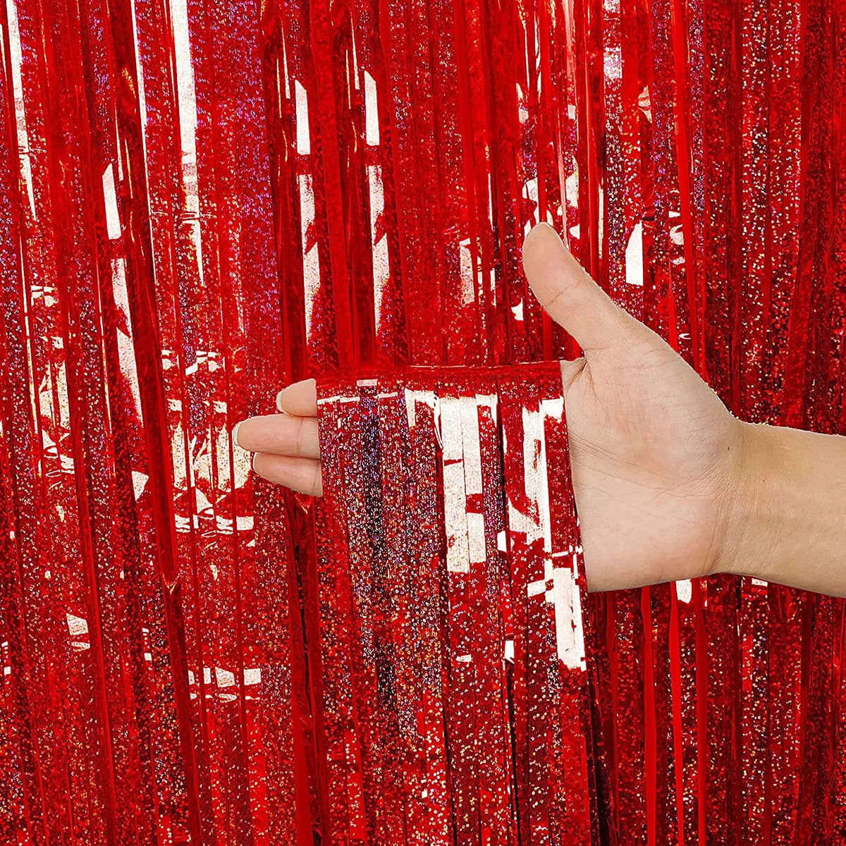 2 Meters Party Backdrop Curtains Glitter Gold Tinsel Fringe Foil Curtain Birthday Wedding Decoration Adult Anniversary Decor - Slobuy