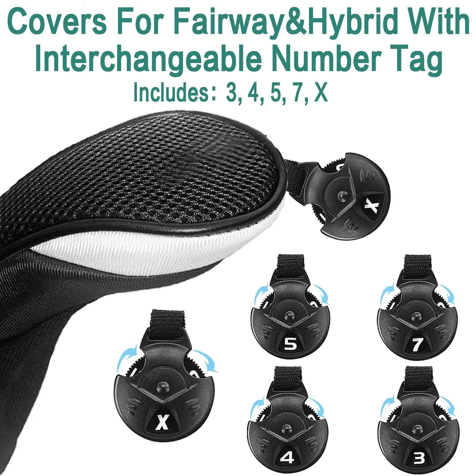 Golf Club Head Covers for Woods Hybrids Value 1/2 Pack,Protective Headcovers with Interchangeable No.Tags - Slobuy