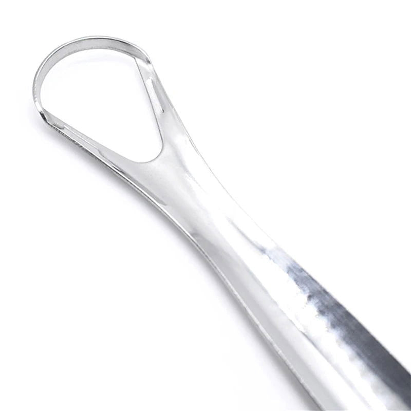 2 Pcs Stainless Steel Tongue Scraper Silver Metal Cleaner Eco-friendly Oral Care Fresh Tool Reusable Breath Brush - Slobuy