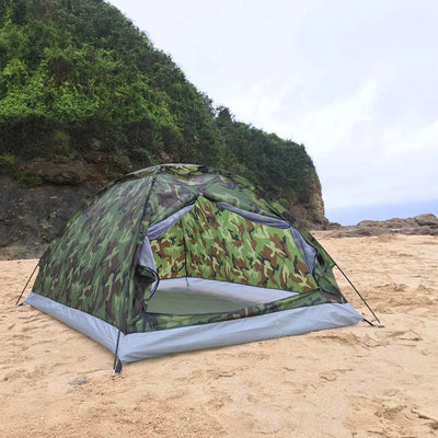 Camping Tent Waterproof Windproof UV Sunshade Canopy for 1/2 Person Single Layer Outdoor Portable Camouflage Tent Equipment - Slobuy