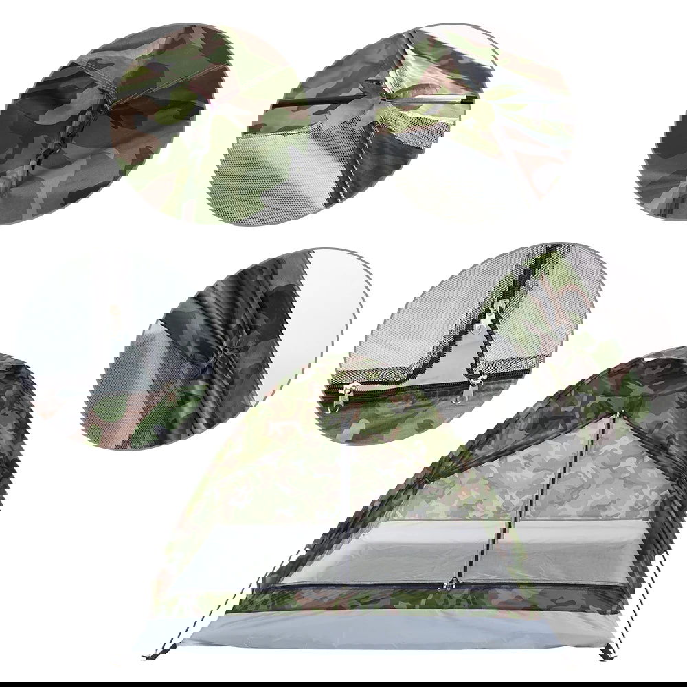 Camping Tent Waterproof Windproof UV Sunshade Canopy for 1/2 Person Single Layer Outdoor Portable Camouflage Tent Equipment - Slobuy