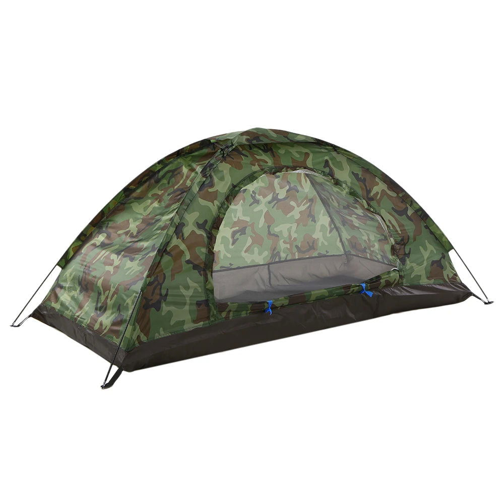 Camping Tent Waterproof Windproof UV Sunshade Canopy for 1/2 Person Single Layer Outdoor Portable Camouflage Tent Equipment - Slobuy