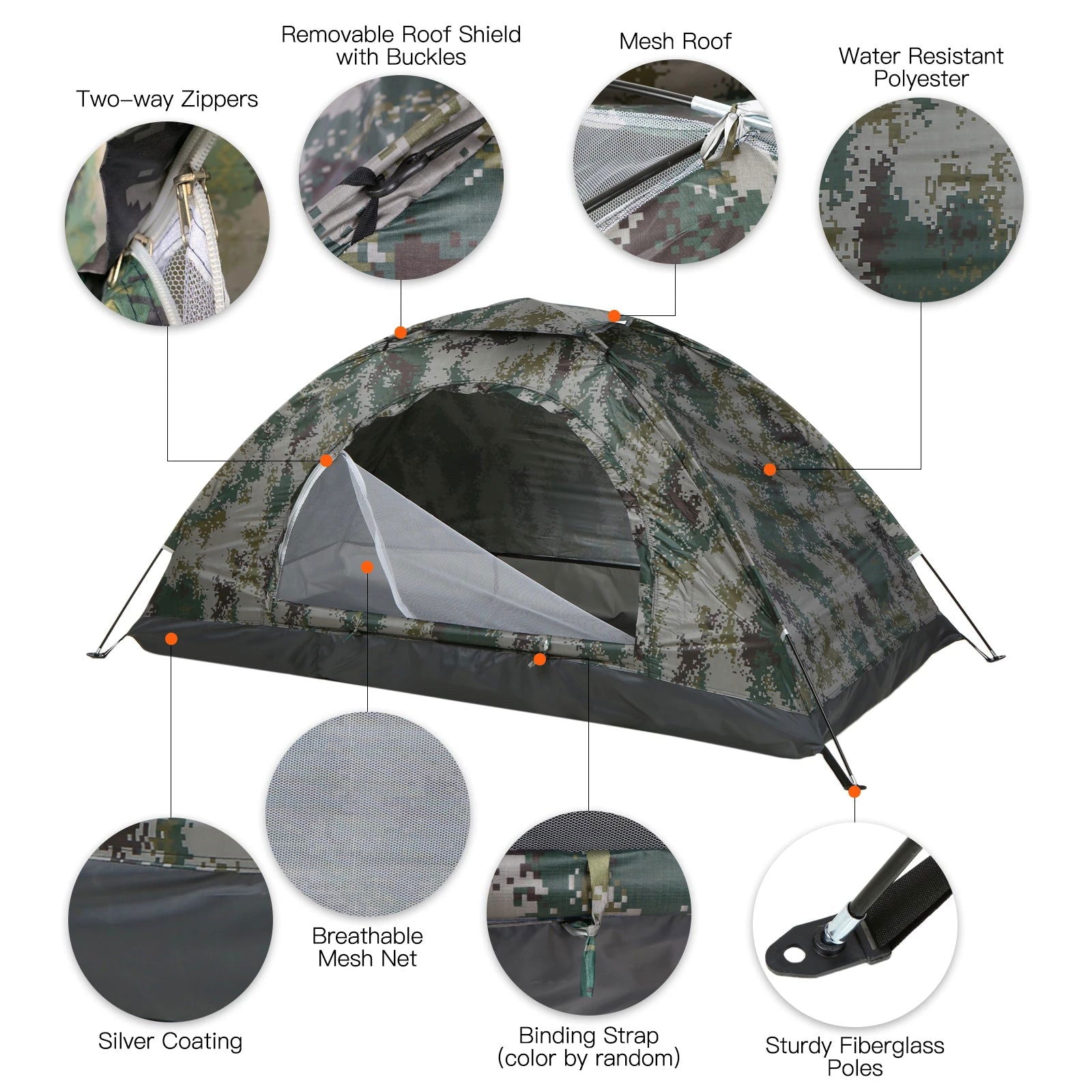 Tomshoo 1/2 Person Ultralight Camping Tent Single Layer Portable Hiking Tent Anti-UV Coating UPF 30+ for Outdoor Beach Fishing - Slobuy