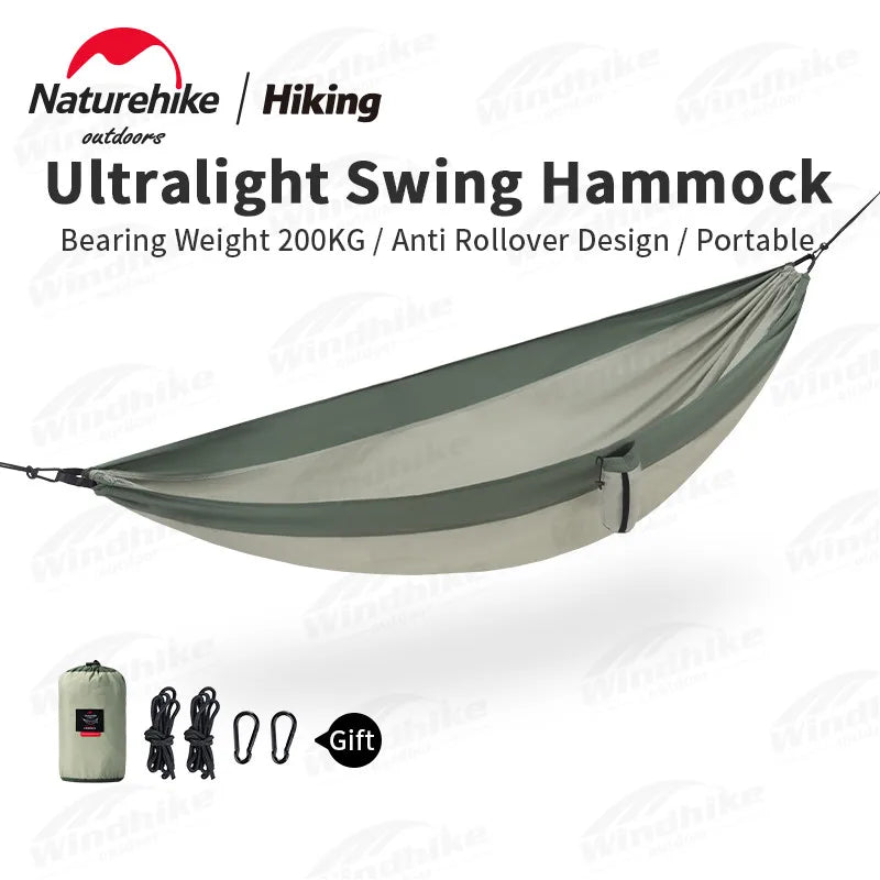 Naturehike Camping Swing Hammock Ultralight 600g Anti Rollover 1/2 Persons 200kg Bearing Weight Outdoor Forest Portable Hammock - Slobuy