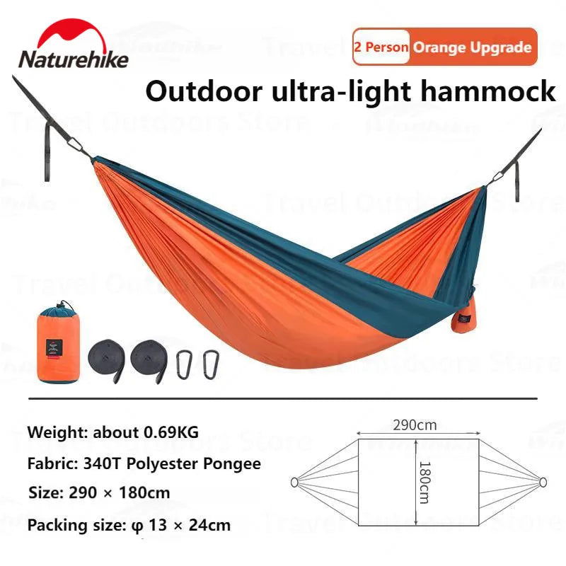 Naturehike Camping Swing Hammock Ultralight 600g Anti Rollover 1/2 Persons 200kg Bearing Weight Outdoor Forest Portable Hammock - Slobuy