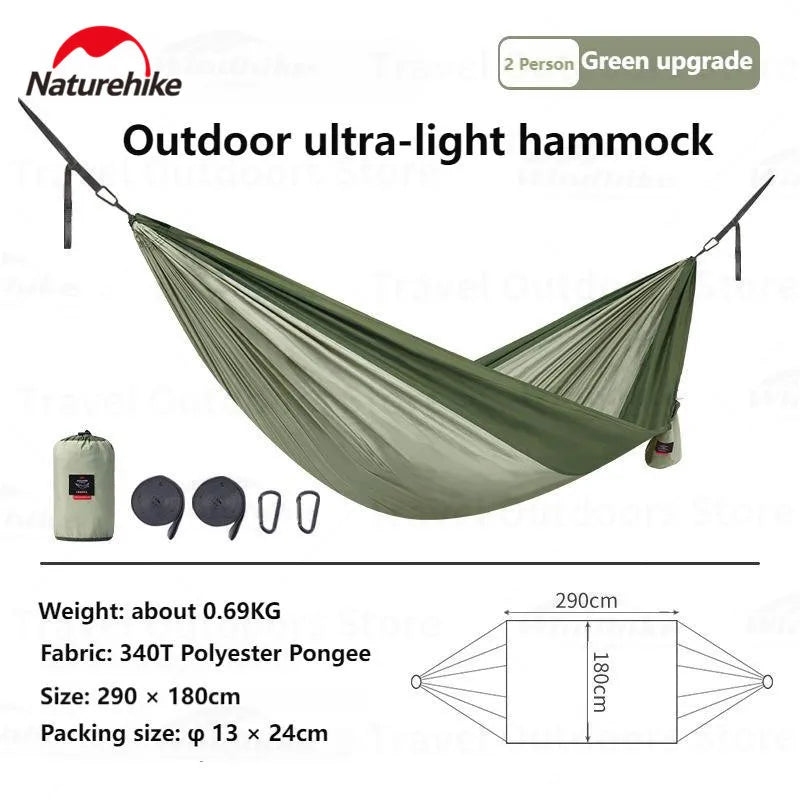 Naturehike Camping Swing Hammock Ultralight 600g Anti Rollover 1/2 Persons 200kg Bearing Weight Outdoor Forest Portable Hammock - Slobuy