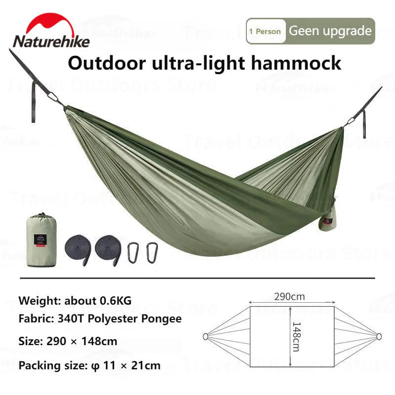 Naturehike Camping Swing Hammock Ultralight 600g Anti Rollover 1/2 Persons 200kg Bearing Weight Outdoor Forest Portable Hammock - Slobuy