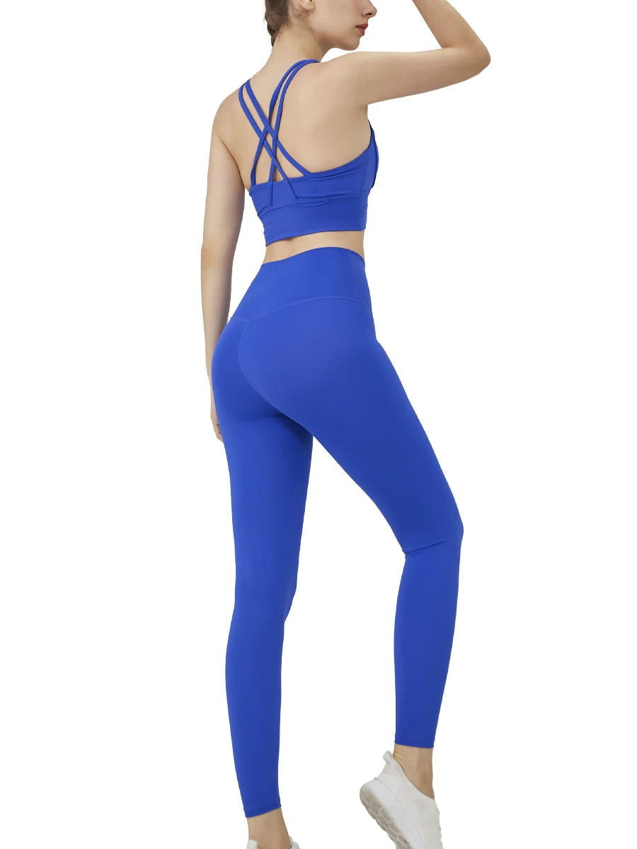 2 Piece Yoga Clothes Women's Tracksuit Athletic Wear Pilates Fitness Suit Gym Workout Push Up Clothes Sports Bra Leggings Suit - Slobuy