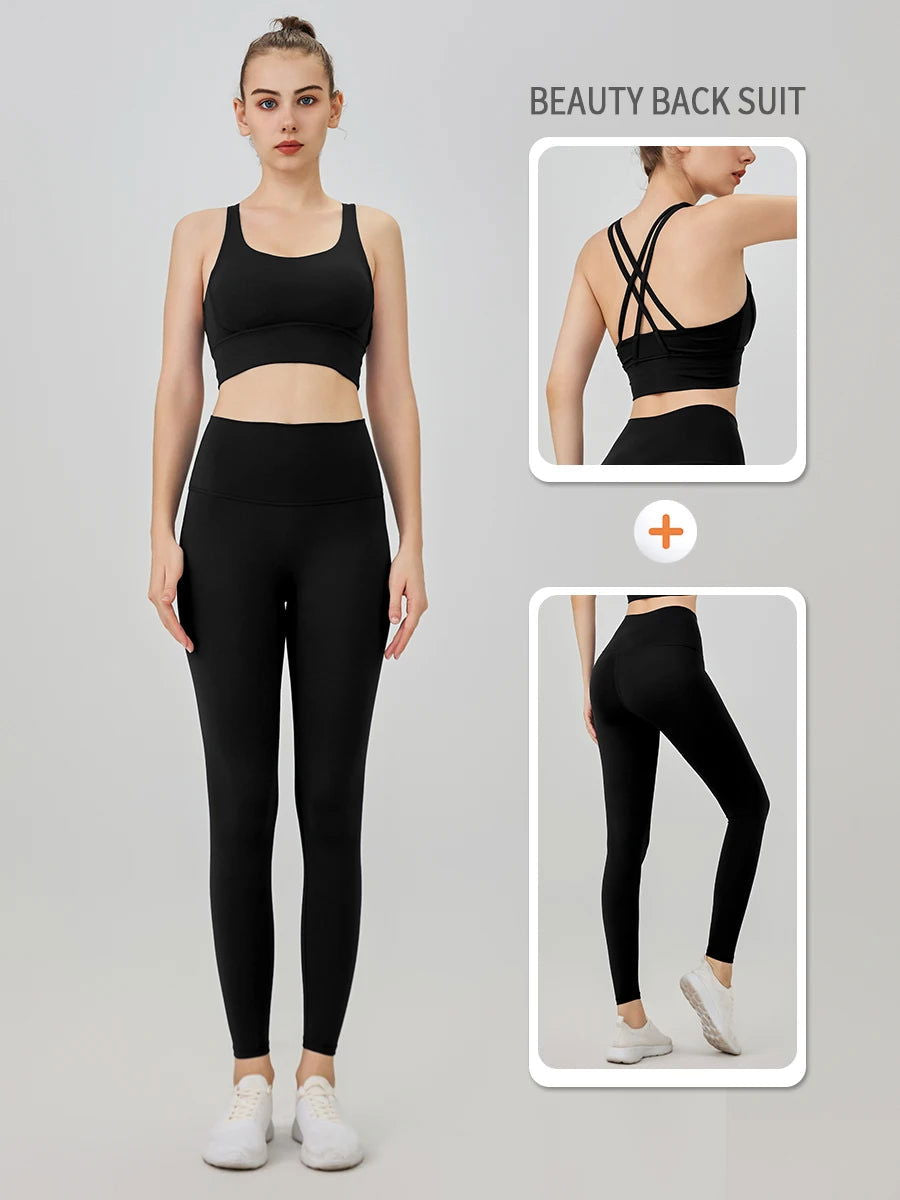 2 Piece Yoga Clothes Women's Tracksuit Athletic Wear Pilates Fitness Suit Gym Workout Push Up Clothes Sports Bra Leggings Suit - Slobuy
