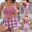 2 Pieces Print Sleepwear Silk Satin Sleeveless Nightwear Pyjamas Fashion Sexy Pajama Women Shorts Pajamas Set - Slobuy