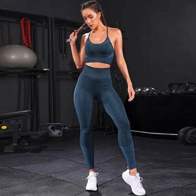 2 Pieces Women's Tracksuit Seamless Yoga Set Workout Sportswear Gym Clothing High Waist Leggings Fitness Sports Suits - Slobuy