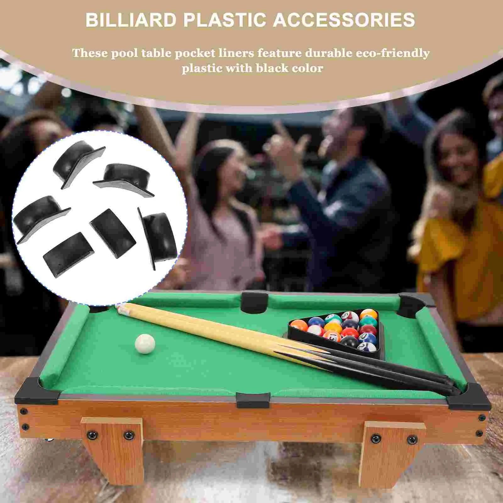 2 Sets Table Pool Billiard Parts Liners Replacement Accessory Hole Desk Game Plastics Corners Valley Pocket(Black) - Slobuy