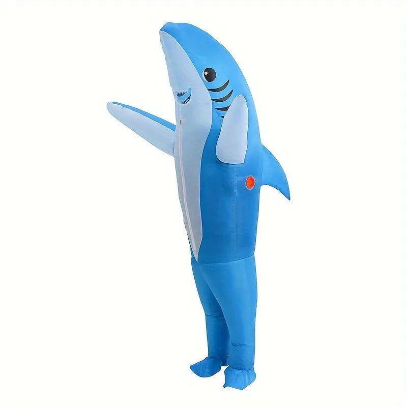 2 Sizes, Cute Unique Standing Shark Design Inflatable Suit, Halloween Christmas Play Inflatable Costume Props - Slobuy