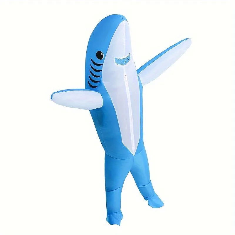 2 Sizes, Cute Unique Standing Shark Design Inflatable Suit, Halloween Christmas Play Inflatable Costume Props - Slobuy
