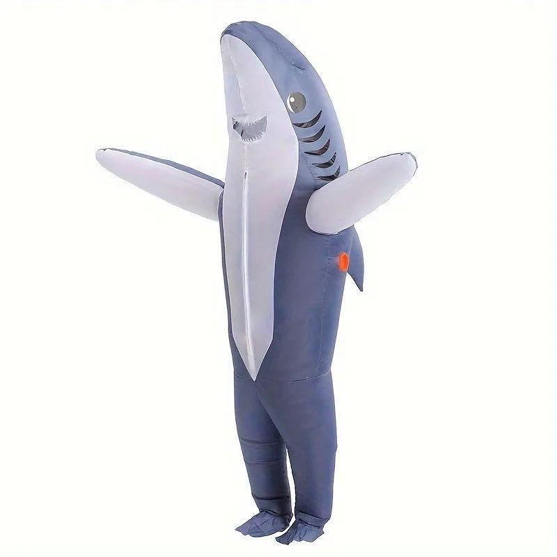 2 Sizes, Cute Unique Standing Shark Design Inflatable Suit, Halloween Christmas Play Inflatable Costume Props - Slobuy