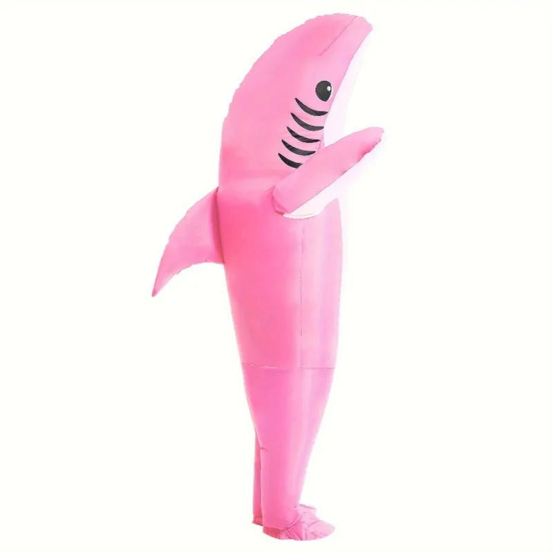 2 Sizes, Cute Unique Standing Shark Design Inflatable Suit, Halloween Christmas Play Inflatable Costume Props - Slobuy