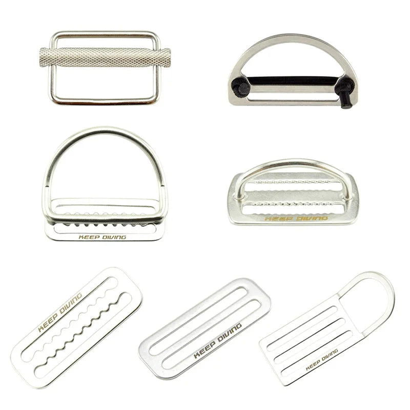 2" Stainless Steel Diving Weight Belt Waist Buckle Slide Keeper D Ring Webbing Harness Belt Retainer Stopper Freediving Surfing - Slobuy