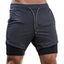 2 in 1 Mens Running Shorts with Liner, Tower Holder, 4 Pockets, Actvewear 2 Layers Sport Short for Workout Gym - Slobuy