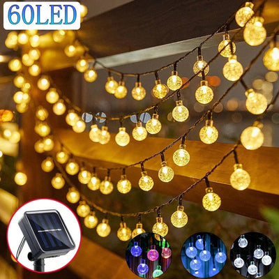 Solar Crystal Globe LED String Lights 60 LED 8 Lighting Modes IP65 Fairy Light Christmas Garland For Garden Party Decor 1pc/2pcs - Slobuy