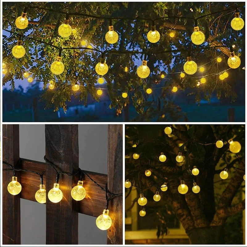 Solar Crystal Globe LED String Lights 60 LED 8 Lighting Modes IP65 Fairy Light Christmas Garland For Garden Party Decor 1pc/2pcs - Slobuy