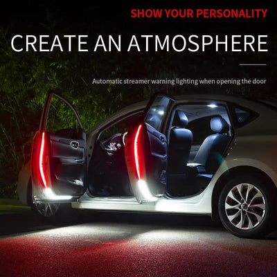 2pcs LED Car Door Opening Warning Atmosphere Light Strip 120cm Decoration Welcome Decor Ambient Lamp Safety Auto Accessories 12v - Slobuy
