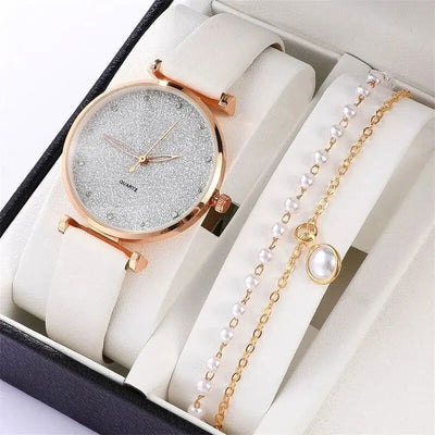2pcs Set Womens Watches Female Clock Luxury Brand Design Women Watches Simple Fashion Ladies Watches Relogio Feminino - Slobuy