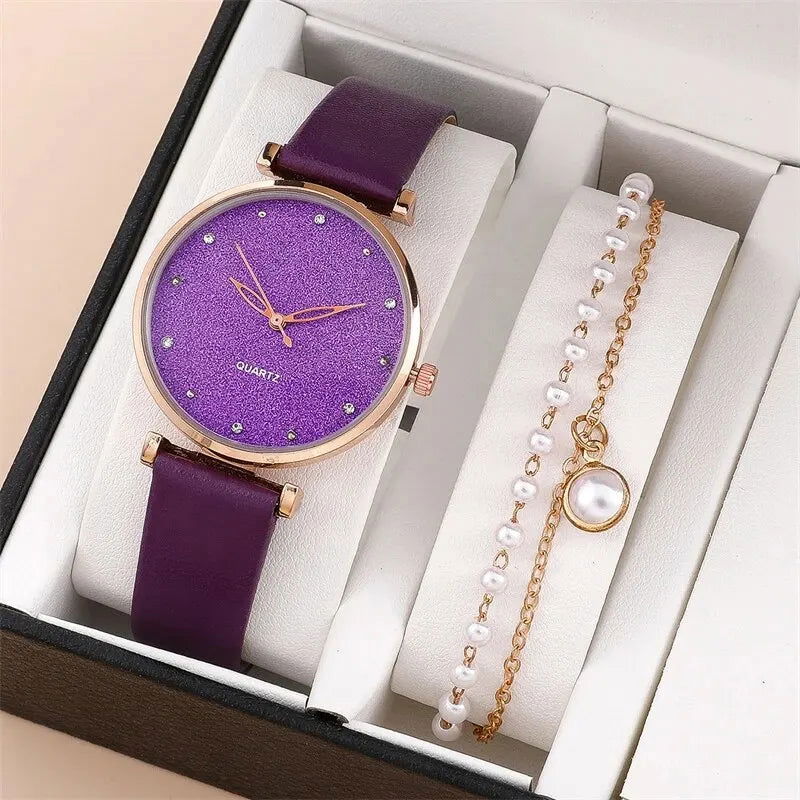 2pcs Set Womens Watches Female Clock Luxury Brand Design Women Watches Simple Fashion Ladies Watches Relogio Feminino - Slobuy