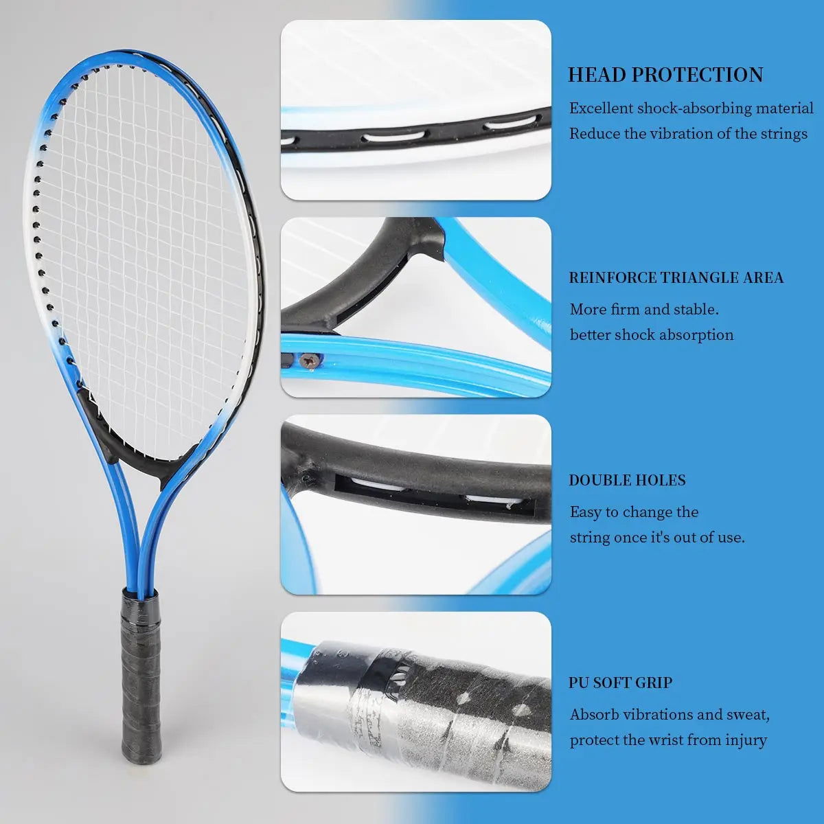 2pcs Tennis Rackets Included Tennis Bag Sports Exercise 21'' Racquet Set Youth Games Outdoor,Suitable for Beginner - Slobuy