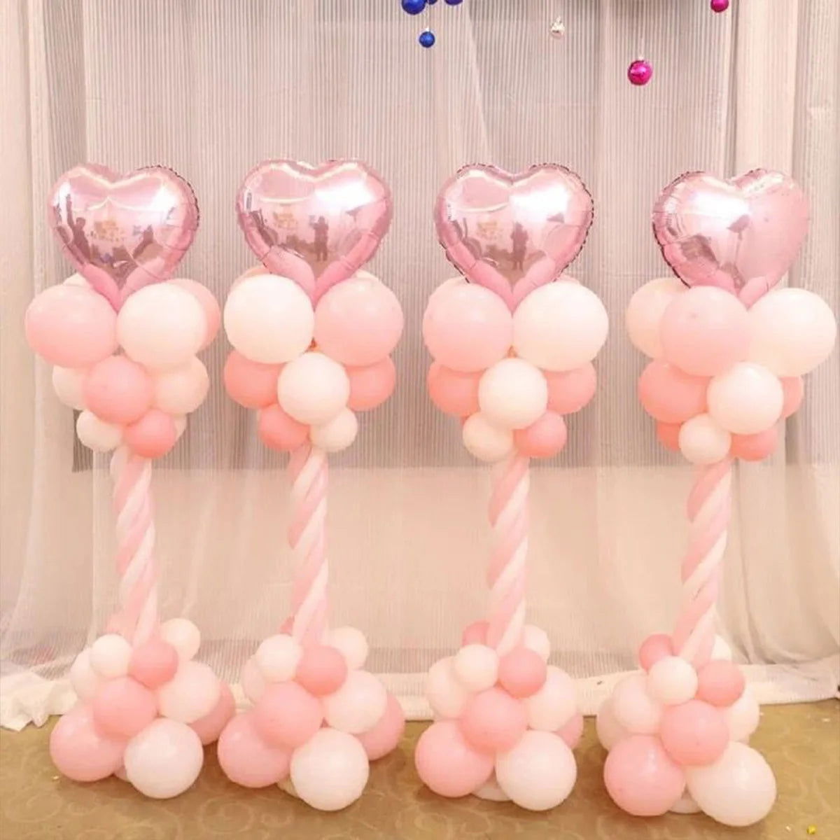 1/2set Adjustable Balloon Column Stand Metal Balloon Stand Holder with Plastic Base for Wedding Decor Birthday Baby Shower Party - Slobuy