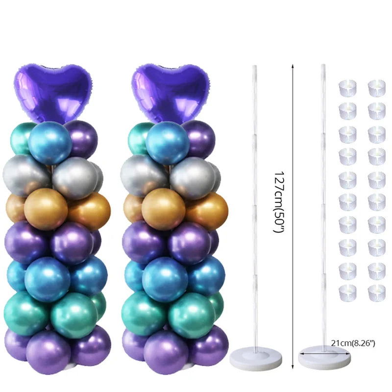 1/2set Adjustable Balloon Column Stand Metal Balloon Stand Holder with Plastic Base for Wedding Decor Birthday Baby Shower Party - Slobuy