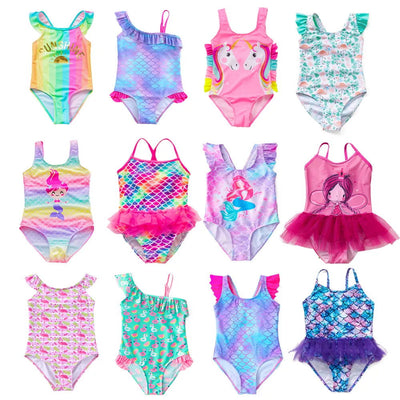 3-10years girls swimsuit 2023 fashion mermaid unicorn swimwear for children - Slobuy