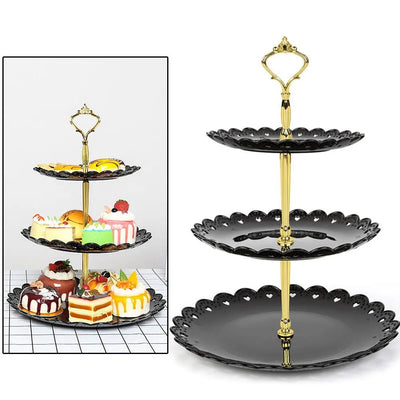 3-Tier Cupcake Stand Fruit Plate Holder Desserts Snack Candy Buffet Stand Tower For Wedding Party Cake Dessert Tray - Slobuy