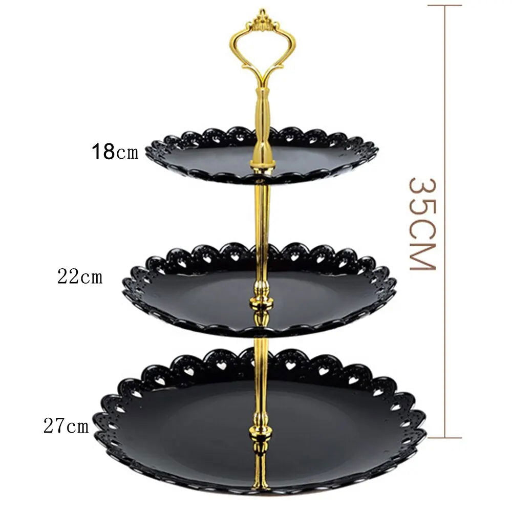 3-Tier Cupcake Stand Fruit Plate Holder Desserts Snack Candy Buffet Stand Tower For Wedding Party Cake Dessert Tray - Slobuy
