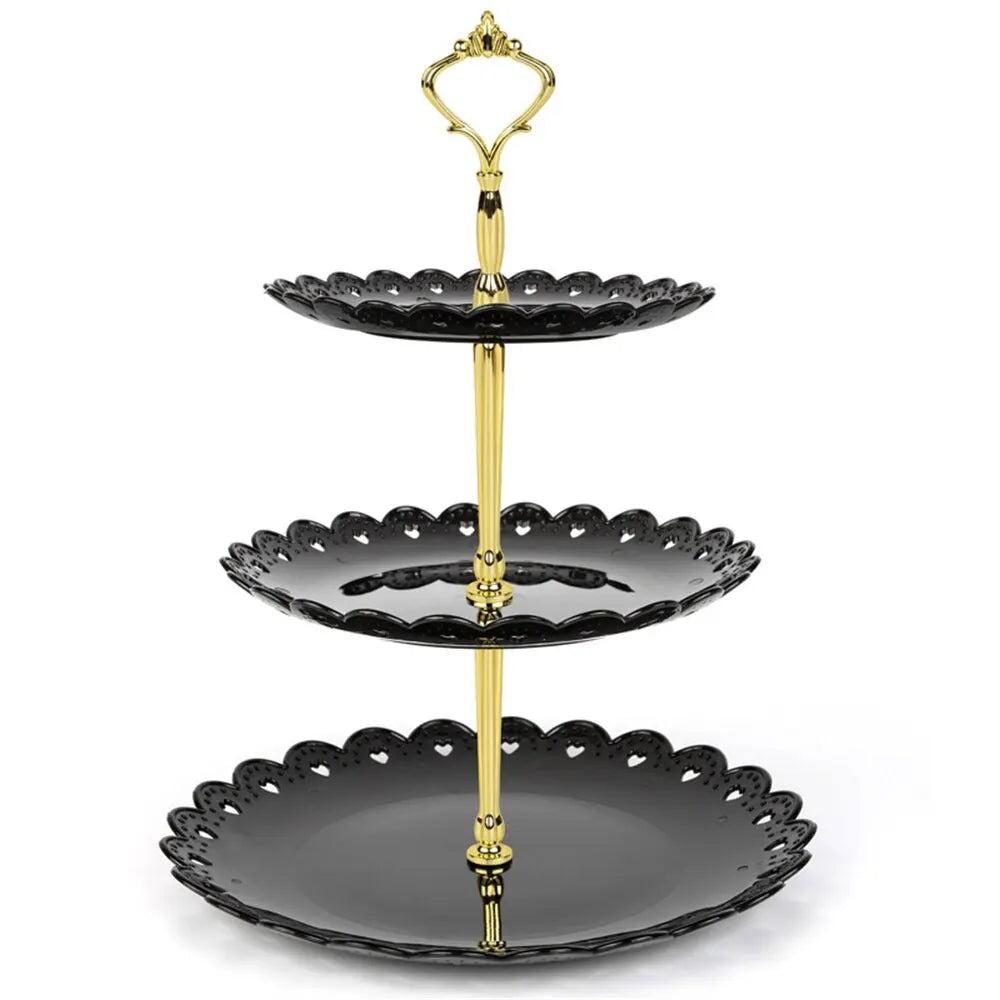 3-Tier Cupcake Stand Fruit Plate Holder Desserts Snack Candy Buffet Stand Tower For Wedding Party Cake Dessert Tray - Slobuy