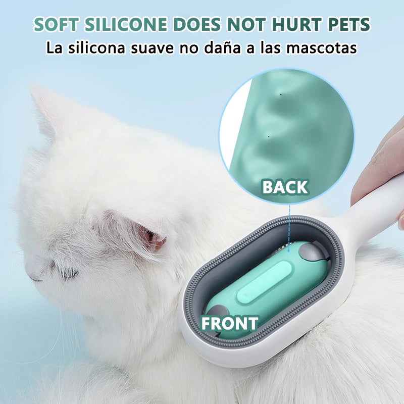 3-in-1 Cat Brush Long Hair Remover Brush for Dog Cat Silicone Pet Grooming Comb with Wipe and Water Tank Pet Product Accessories - Slobuy