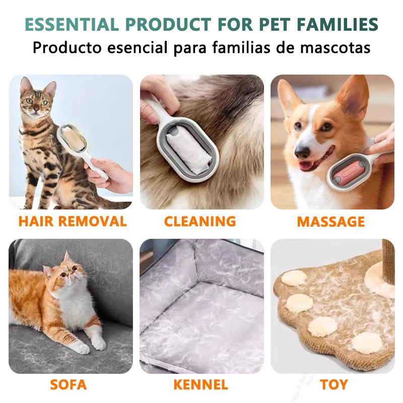 3-in-1 Cat Brush Long Hair Remover Brush for Dog Cat Silicone Pet Grooming Comb with Wipe and Water Tank Pet Product Accessories - Slobuy