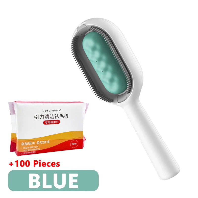 3-in-1 Cat Brush Long Hair Remover Brush for Dog Cat Silicone Pet Grooming Comb with Wipe and Water Tank Pet Product Accessories - Slobuy