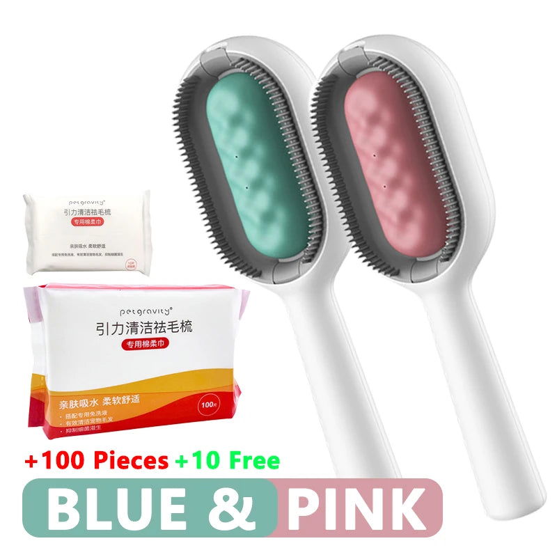 3-in-1 Cat Brush Long Hair Remover Brush for Dog Cat Silicone Pet Grooming Comb with Wipe and Water Tank Pet Product Accessories - Slobuy