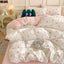 3-piece cartoon heart-shaped plant floral print set, a duvet cover and a pair of pillowcases (no padding), suitable for bedroom - Slobuy
