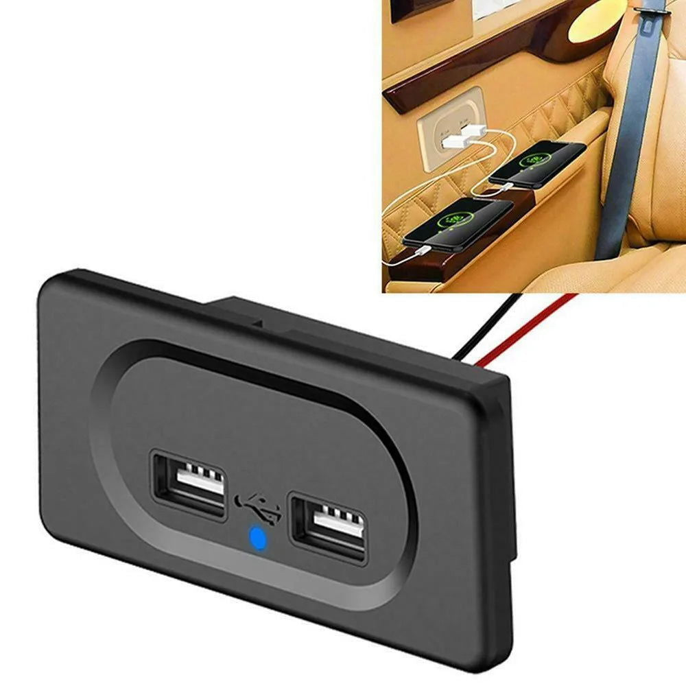 DC5V/3.1A Charging Socket Dual USB Ports  Plug Charger Socket For 12V Car Boat Motorhome Caravan Camping Accessories - Slobuy