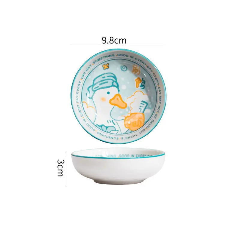 3.5 Inch Japanese Style Ceramic Dessert Sauce Dish Tableware Creative Cute Cartoon Pet Pattern Circular Shape Fruit Sushi Plates - Slobuy