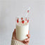 300ml Strawberry Cute Glass Cup With Straw Creative Transparent Water Cup Student Milk Heat Resistant Glass Nana - Slobuy