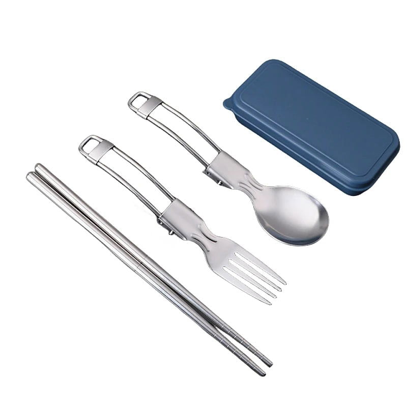 304 Stainless Steel Solding spoon Creative Tableware Outdoor Portable Three-Fold Spoon Fork Travel Folding Spoon camping gear - Slobuy