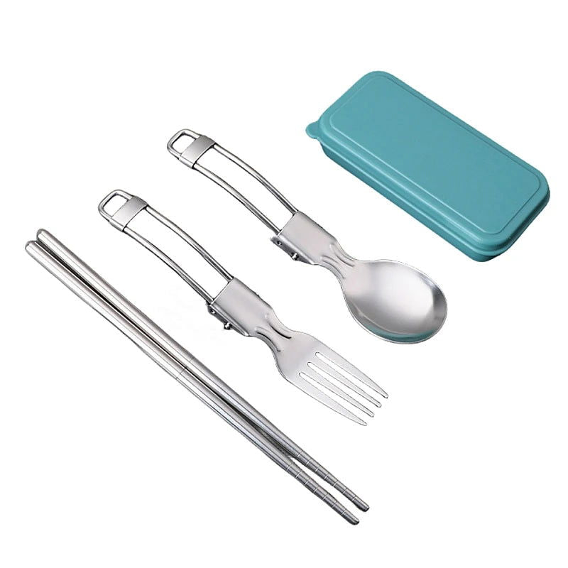 304 Stainless Steel Solding spoon Creative Tableware Outdoor Portable Three-Fold Spoon Fork Travel Folding Spoon camping gear - Slobuy