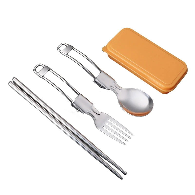 304 Stainless Steel Solding spoon Creative Tableware Outdoor Portable Three-Fold Spoon Fork Travel Folding Spoon camping gear - Slobuy